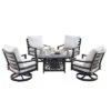 5pc Outdoor Dining Set With 42" Aluminum Square Damask Design Fire Table & Deep Seating Swivel Rocking Chairs - Oakland Living -Crosley Shop GUEST 1266093d 6f5d 490c 848a d7e0e475c68d