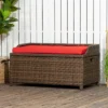 Outsunny Patio Wicker Storage Bench, Cushioned Outdoor PE Rattan Patio Furniture, Assisted Easy Open, Two-In-One Seat Box With Handles Seat, Red -Crosley Shop GUEST 12afd974 95ae 4026 9497 ba326c045c9a