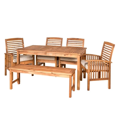 Ravenscroft 6pc Acacia Wood Patio Dining Set - Brown - Saracina Home 3 Ravenscroft 6pc Acacia Wood Patio Dining Set - Brown - Saracina Home