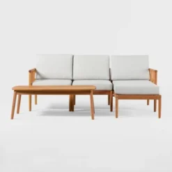 Saracina Home 4pc Modern Boho Eucalyptus Spindle Outdoor Sectional Set -Crosley Shop GUEST 13817e7a 9434 42b7 9586 5c683d62428b