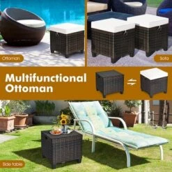 Costway 2PCS Patio Rattan Ottoman Cushioned Seat Beige -Crosley Shop GUEST 13c4f3da 013e 49f7 9374 cf7e89ab0cce