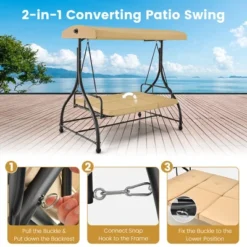 Tangkula 3-Seat Outdoor Converting Patio Swing Glider Adjustable Canopy Porch Swing -Crosley Shop GUEST 13cf9953 21d5 42da b277 70ca9545987c