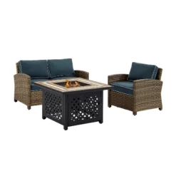 3pc Bradenton Outdoor Steel Fire Pit Set Navy/Weathered Brown - Crosley -Crosley Shop GUEST 14cd7571 aece 402e b8c8 abf5b7b349a4