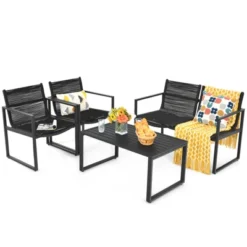 Tangkula 4 PCS Patio Furniture Sofa Set Loveseat Coffee Table For Backyard Balcony & Poolside -Crosley Shop GUEST 15817e1b d491 4111 90fb 1766b85d04d6