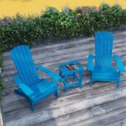 Merrick Lane Set Of Two Folding Adirondack Patio Chairs With Matching Outdoor Side Table -Crosley Shop GUEST 15b09f6b 3c31 4c9e 8fc9 2496606b7aec