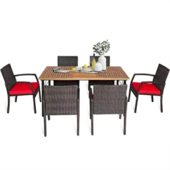 Tangkula 7- Piece Patio Dining Furniture Set Acacia Wood And Wicker Dining Table Armchairs Navy/Red/White/Turquoise 19 Tangkula 7- Piece Patio Dining Furniture Set Acacia Wood And Wicker Dining Table Armchairs Navy/Red/White/Turquoise -Crosley Shop GUEST 162432c6 63f6 43bc b841 cf1e5a16e404