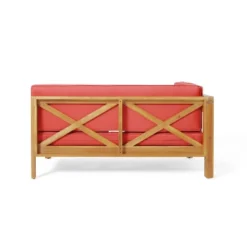 2pc Brava Outdoor Acacia Wood Left Arm Loveseat & Coffee Table With Cushion Teak/Red - Christopher Knight Home 17 2pc Brava Outdoor Acacia Wood Left Arm Loveseat & Coffee Table With Cushion Teak/Red - Christopher Knight Home -Crosley Shop GUEST 16800690 180c 410a a21d 19b5e088add3