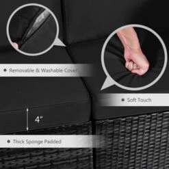 Costway 8PCS Patio Rattan Furniture Set Fire Pit Table Tank Holder Cover Deck Off White/Black/Navy/Red/Turquoise -Crosley Shop GUEST 16a239be f3e2 4326 999c e5294aface47