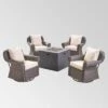Julian 5pc Faux Wicker Swivel Club Chair & Square Fire Pit Set - Dark Brown/Dark Gray - Christopher Knight Home -Crosley Shop GUEST 16b8ab8f f9f2 4006 a34c 15d158ee2740