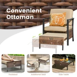 Costway 5PCS Patio Wicker Conversation Set Space Saving Cushions Chairs With Ottomans Table -Crosley Shop GUEST 16cdfbd8 41e6 486f 9f1f 0d3e90f90613