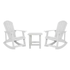 Flash Furniture Set Of 2 Savannah All-Weather Poly Resin Wood Adirondack Rocking Chairs With Side Table -Crosley Shop GUEST 1717ecd0 678b 4b53 8bc1 4806cd9ab273
