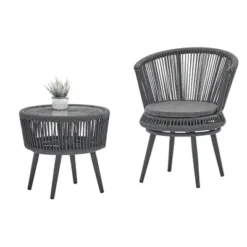 3pc Outdoor Wicker Conversation Set With Cushions - Dark Gray - GODEER 16 3pc Outdoor Wicker Conversation Set With Cushions - Dark Gray - GODEER -Crosley Shop GUEST 17e005d0 86d1 4ec9 844c 7618f3786623