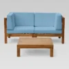 Brava 3pc Acacia Modular Loveseat And Table Set - Teak/Blue - Christopher Knight Home -Crosley Shop GUEST 187c2ab7 c09f 4b39 8f59 cfb7c3bb7083
