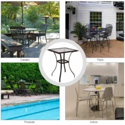 Outdoor Patio Rattan Wicker Bar Square Table Glass Top Yard Garden Furniture NEW -Crosley Shop GUEST 18be18aa 4c69 473f 9c1c a44753738d19