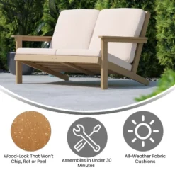 Emma And Oliver All-Weather Polyresin Adirondack Loveseat With Deep Seat And Comfortable Back & Seat Cushions 19 Emma And Oliver All-Weather Polyresin Adirondack Loveseat With Deep Seat And Comfortable Back & Seat Cushions -Crosley Shop GUEST 18f38de8 842f 4a4d 855f 17e243146603