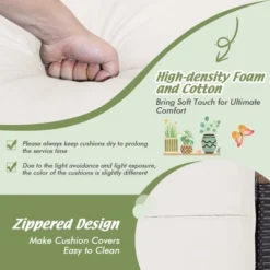 Costway Set Of 2 Patio Rattan Ottoman Footrest Cushions Wooden Handle Off WhiteBrownRedNavy -Crosley Shop GUEST 1906ba5a 78d3 4883 8234 7806532bdef7