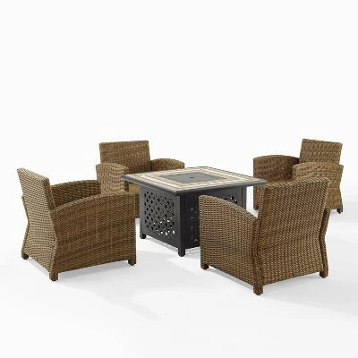 Bradenton 5pc Outdoor Wicker Arm Chair & Fire Table Set - Crosley 10 Bradenton 5pc Outdoor Wicker Arm Chair & Fire Table Set - Crosley - Image 8