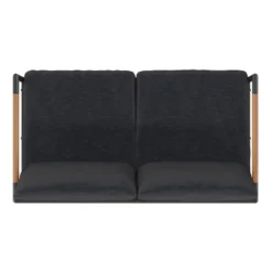 Emma And Oliver Aluminum Frame Loveseat With Teak Arm Accents And Plush Cushions -Crosley Shop GUEST 19e0110c b7e2 48c7 936a f9203d990044