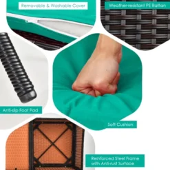 Tangkula Patio Loveseat 2 Person Cushioned Seats With Center Table Outdoor Rattan Furniture Set Turquoise/ Red -Crosley Shop GUEST 1a64c75d ec61 4dfe ab35 905db55bf19a