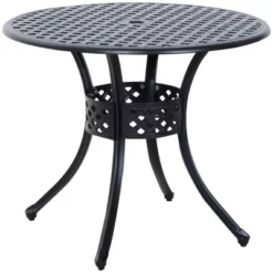 Outsunny 33" Patio Dining Table Round Cast Aluminium Outdoor Bistro Table With Umbrella Hole - Black -Crosley Shop GUEST 1ad73b04 fb4d 4961 8ff2 d33767424f32