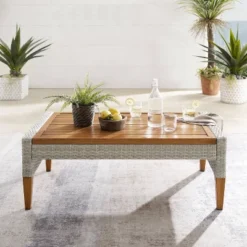 Capella Outdoor Wicker Coffee Table Gray/Acorn - Crosley -Crosley Shop GUEST 1b0ffb2a 3f0a 4b7d 9ca7 6952bb011db8