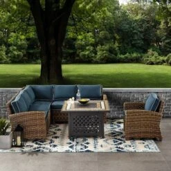 Bradenton 5pc Outdoor Wicker Seating With Fire Table - Crosley -Crosley Shop GUEST 1b6868de 6068 4b99 b1d2 9d1541289b1f