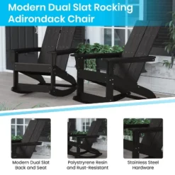 Emma And Oliver Set Of 2 Harmon Modern All-Weather Poly Resin Adirondack Rocking Chairs With Side Table For Outdoor Use -Crosley Shop GUEST 1b964c12 d75c 4ebe 85af f3b32f8c6ee1