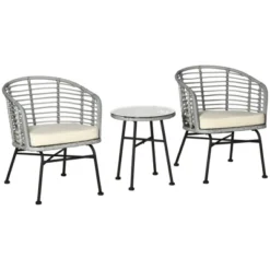Outsunny 3-Piece Patio Rattan Chair And Table Furniture Set, Outdoor Bistro Set With Two Chairs And Coffee Table For Garden, Or Backyard -Crosley Shop GUEST 1ce57470 27e4 49af b298 0d7cc0e79b3b