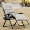 Outsunny Padded Zero Gravity Chair, Folding Recliner Chair, Patio Lounger With Cup Holder, Cushion For Outdoor, Patio, Deck, And Poolside, Gray -Crosley Shop GUEST 1cf0e493 6eaa 4436 8c20 2ac763932fcd