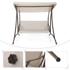 Outdoor 3 Person Swing With Cushions & Side Table - Captiva Designs -Crosley Shop GUEST 1d25458a b304 44f5 a70e 82038ac31e96