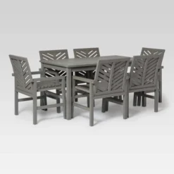 7pc Slatted Chevron Acacia Patio Dining Set - Saracina Home -Crosley Shop GUEST 1d49e516 b23d 4ee6 a1e1 e3a2c4f32dfa