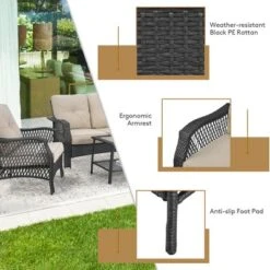 Costway 4PCS Patio Wicker Furniture Set Loveseat Sofa Coffee Table W/ Cushion 18 Costway 4PCS Patio Wicker Furniture Set Loveseat Sofa Coffee Table W/ Cushion -Crosley Shop GUEST 1d947fe1 48cc 46f0 813f 3c22dc5f27ee