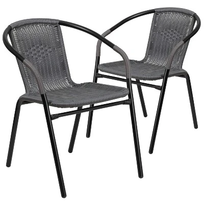 Emma And Oliver 2 Pack Rattan Indoor-Outdoor Restaurant Stack Chair With Curved Back 16 Emma And Oliver 2 Pack Rattan Indoor-Outdoor Restaurant Stack Chair With Curved Back - Image 14