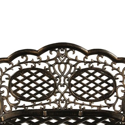 Ornate Traditional Aluminum Patio Bench - Bronze - Oakland Living 6 Ornate Traditional Aluminum Patio Bench - Bronze - Oakland Living - Image 4