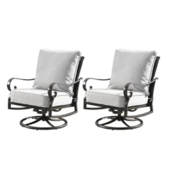 5pc Outdoor Set With 44" Round Aluminum Fire Table Set With 4 Swivel Rocking Chairs & Wind Blocker Lid - Oakland Living -Crosley Shop GUEST 1f056733 9752 4960 99e7 03246f7e31e4 2