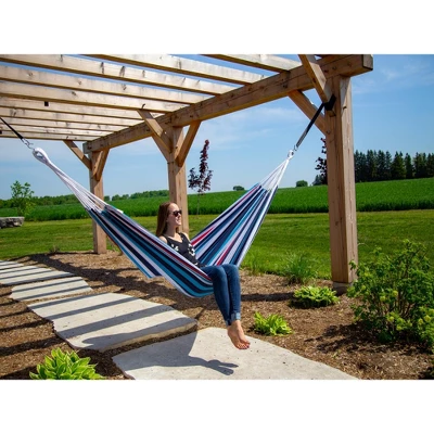 The Hamptons Collection 144” Black And Blue Striped Two Person Brazilian Style Hammock 4 The Hamptons Collection 144” Black And Blue Striped Two Person Brazilian Style Hammock - Image 2