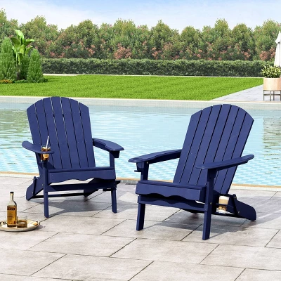 2pk Bellwood Outdoor Acacia Wood Folding Adirondack Chairs Navy - Christopher Knight Home 4 2pk Bellwood Outdoor Acacia Wood Folding Adirondack Chairs Navy - Christopher Knight Home - Image 2