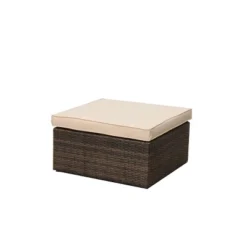 5pc Wicker Patio Sectional Seating Set With Shallow Cushions - Brown - GODEER -Crosley Shop GUEST 216b87ed 54cf 434e b13e 0e112b4911f2