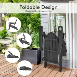 Costway Patio Folding Adirondack Chair Weather Resistant Cup Holder Yard -Crosley Shop GUEST 220f1873 7639 499a 8018 43716581347c
