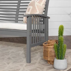Ravenscroft Modern Boho Acacia Wood Slatted Outdoor Loveseat With Cushion - Saracina Home -Crosley Shop GUEST 2264c25c 6929 44e0 82fd ff36fdeadd35