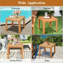 Costway 2PCS Wooden Square Side End Table Patio Coffee Bistro Table Indoor Outdoor Natural -Crosley Shop GUEST 22817ed3 878e 46fa b5eb 6a83345826d1