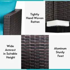 Costway 4PCS Patio Rattan Corner Sofa With Blue Cushion -Crosley Shop GUEST 22a88999 d79b 4710 8208 6191cf4e3f1f