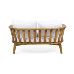 Solano Outdoor Wooden Loveseat With Cushions - White/Teak - Christopher Knight Home -Crosley Shop GUEST 22bb9543 e13e 42ee 89a3 90f137f0f8a6