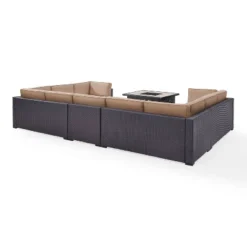 Biscayne 6pc Outdoor Wicker Sectional Set With Fire Table - Mocha - Crosley -Crosley Shop GUEST 22c6c0f1 d16e 4dfe 8f25 22752f69e8e5