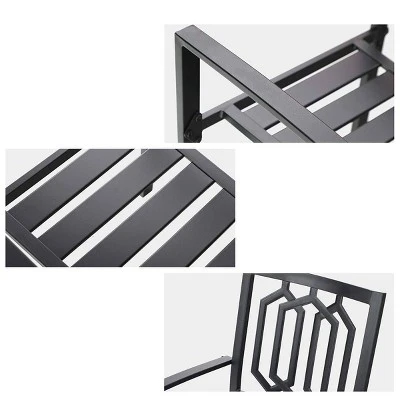 Captiva Designs 5pc Steel Outdoor Patio Dining Set With 37" Square Table Black 5 Captiva Designs 5pc Steel Outdoor Patio Dining Set With 37" Square Table Black - Image 3