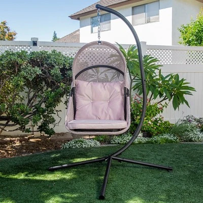 Barton Outdoor Hanging Egg Chair Collapsible Chair Patio Egg Chair W/ Cushion 3 Barton Outdoor Hanging Egg Chair Collapsible Chair Patio Egg Chair W/ Cushion