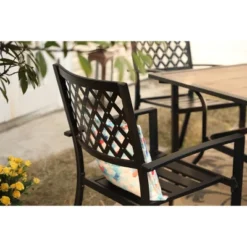 7pc Metal Patio Dining Set With Rectangular Umbrella Table & 6 Stackable Chairs - Captiva Designs -Crosley Shop GUEST 23710571 495c 4e28 91c6 fd2df8f45221