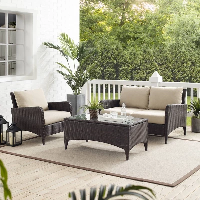 Kiawah 3pc Outdoor Wicker Conversation Set Sand - Crosley 6 Kiawah 3pc Outdoor Wicker Conversation Set Sand - Crosley - Image 4