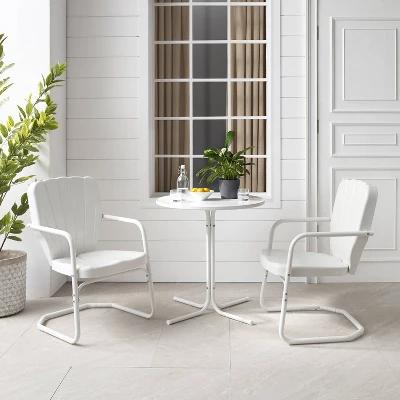 Ridgeland 3pc Outdoor Bistro Set With Table & 2 Chairs - White - Crosley 6 Ridgeland 3pc Outdoor Bistro Set With Table & 2 Chairs - White - Crosley - Image 4