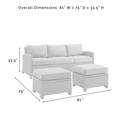 Bradenton 3pc Outdoor Wicker Sofa & 2 Ottoman Set - Gray/Gray - Crosley 11 Bradenton 3pc Outdoor Wicker Sofa & 2 Ottoman Set - Gray/Gray - Crosley - Image 9